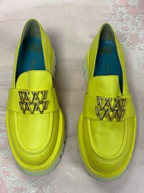 $600-New-Valentina Rangoni-Women-Yellow leather - Loafers,Sz-6.5M.Italy.